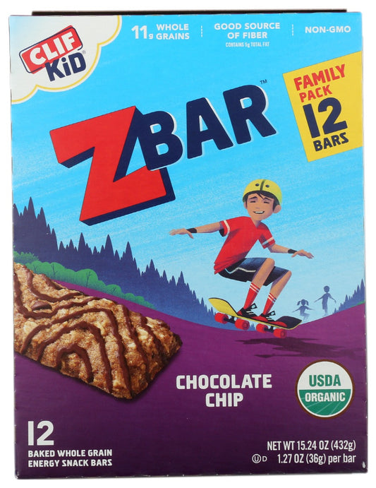 CLIF KID: ZBar Chocolate Chip 12 Bars, 15.24 oz
