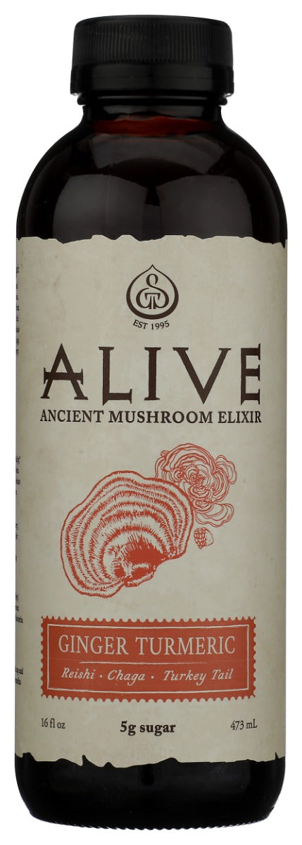 GTS LIVING FOODS: Alive Adaptogenic Guayusa Tea Ginger Turmeric, 16 oz