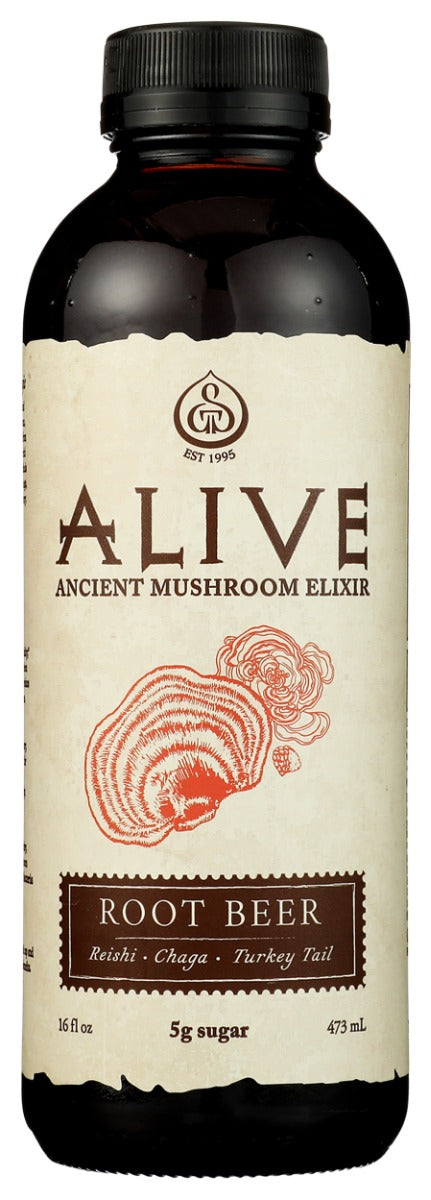 GTS LIVING FOODS: Alive Adaptogenic Pu-erh Tea Root Beer, 16 oz