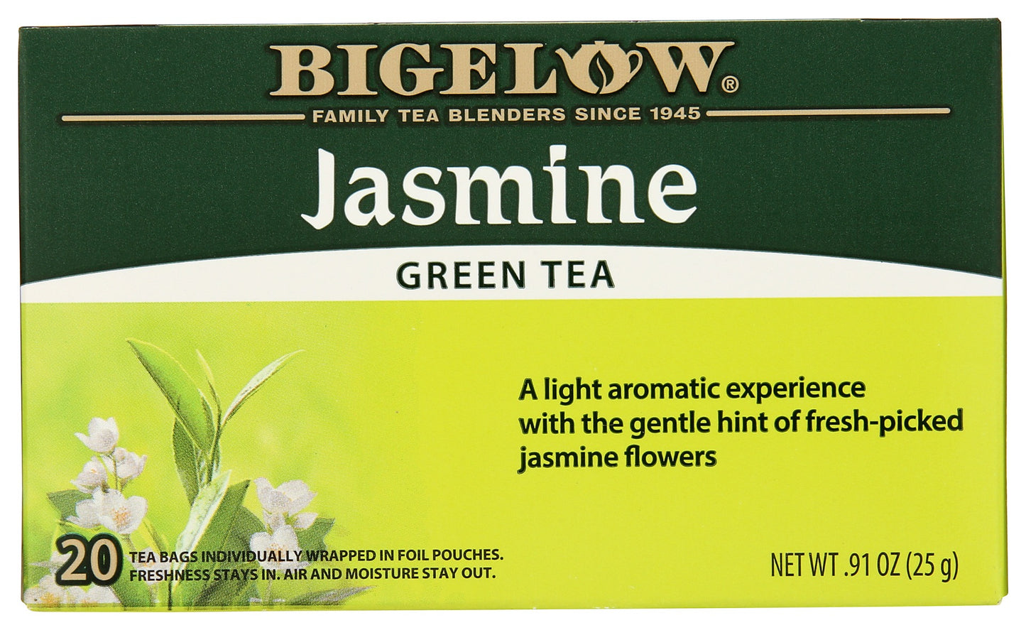 BIGELOW: Jasmine Green Tea 20 Tea Bags, 0.91 oz