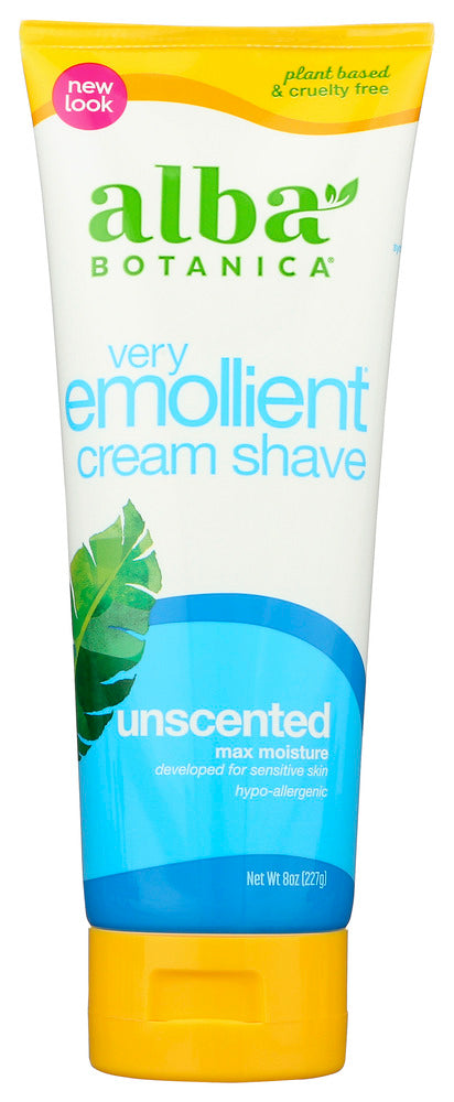 ALBA BOTANICA: Very Emollient Cream Shave Unscented, 8 oz