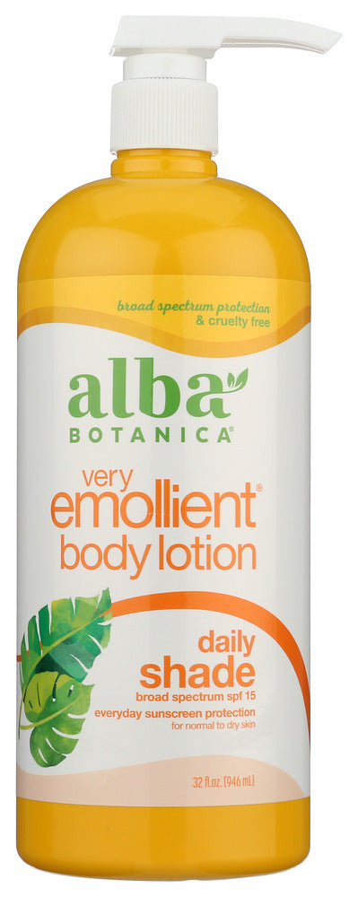 ALBA BOTANICA: Very Emollient Body Lotion Daily Shade SPF 15, 32 oz