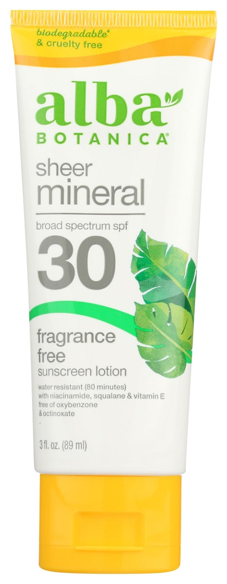 ALBA BOTANICA: Sunblock Fragrance Free Mineral SPF 30, 4 oz