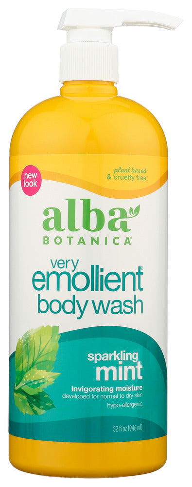 ALBA BOTANICA: Very Emollient Bath & Shower Gel Sparkling Mint, 32 oz