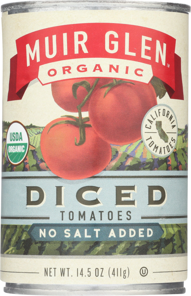 MUIR GLEN: Diced Tomatoes No Salt Added, 14.5 oz