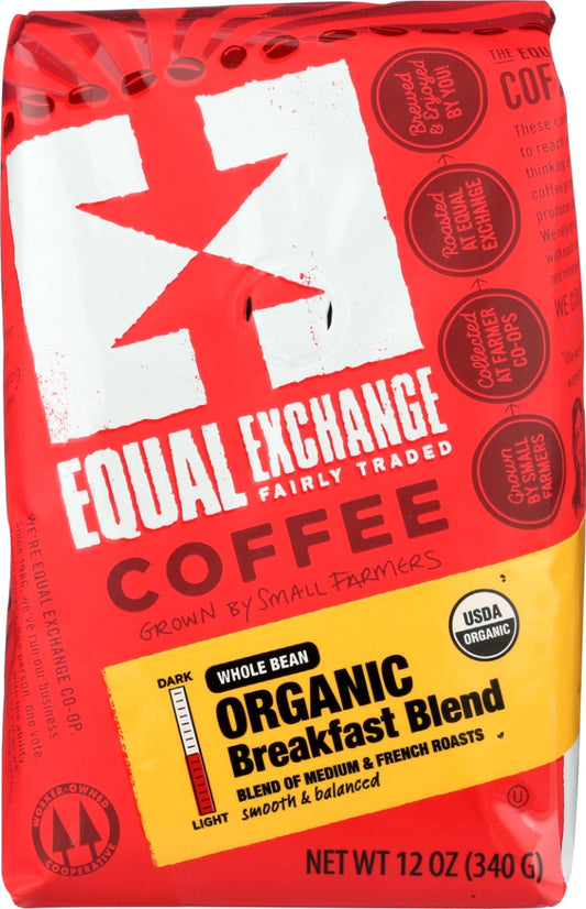 EQUAL EXCHANGE: Coffee Whole Bean Breakfast Blend Organic, 12 oz