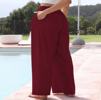 2023 Cotton Linen Drawstring Wide-Leg Trousers (One)