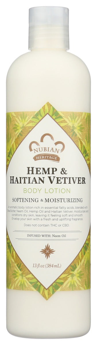 NUBIAN HERITAGE: Body Lotion Indian Hemp and Haitian Vetiver, 13 oz