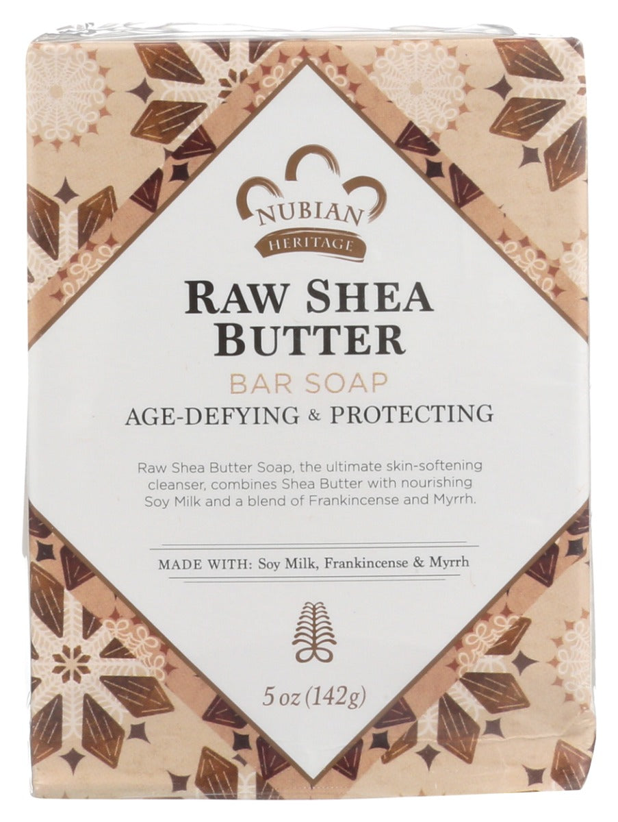 NUBIAN HERITAGE: Bar Soap Raw Shea Butter with Soy Milk Frankincense and Myrrh, 5 oz