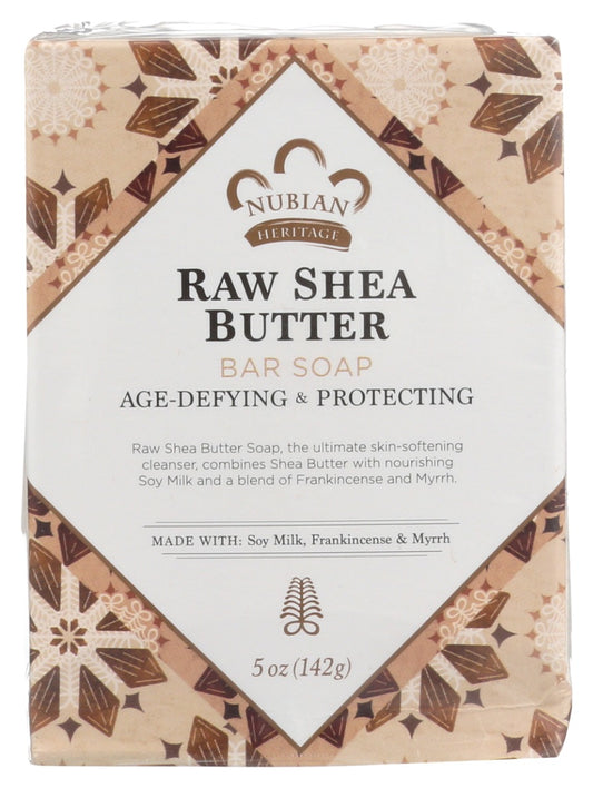 NUBIAN HERITAGE: Bar Soap Raw Shea Butter with Soy Milk Frankincense and Myrrh, 5 oz