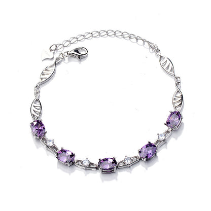 S925 Silver Jewelry with Stylish Amethyst Bracelet