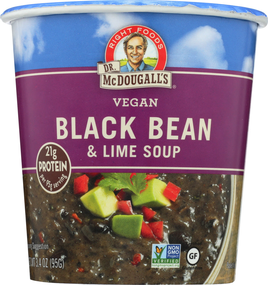 DR MCDOUGALLS: Big Cup Vegan Soup Black Bean and Lime, 3.4 oz