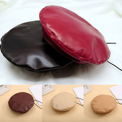 Fashion British Style PU Leather Beret Hat