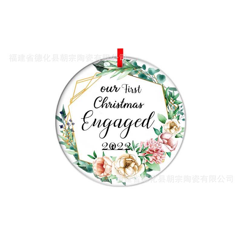 Double-Sided Printed Ceramic Christmas Bauble Ornament