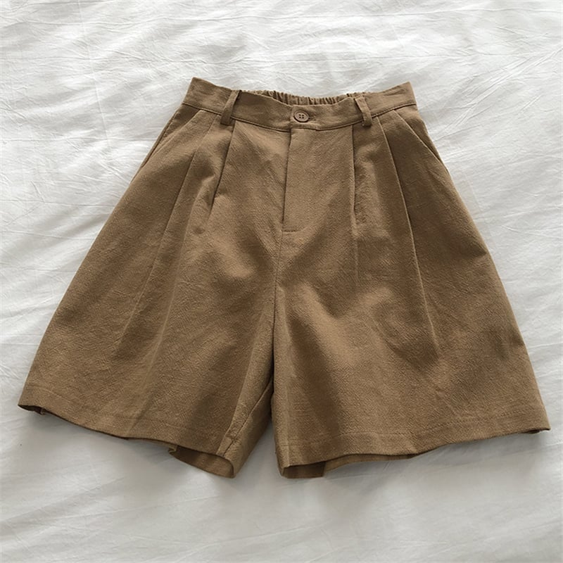 Retro High Waist Slim Linen Wide Leg Trousers