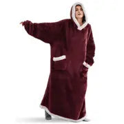 Cozy Flannel Blanket with Sleeves for Winter Comfort