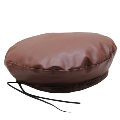 Fashion British Style PU Leather Beret Hat