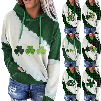 Lucky Grass Print Women's Casual Hoodie Sweatshirt