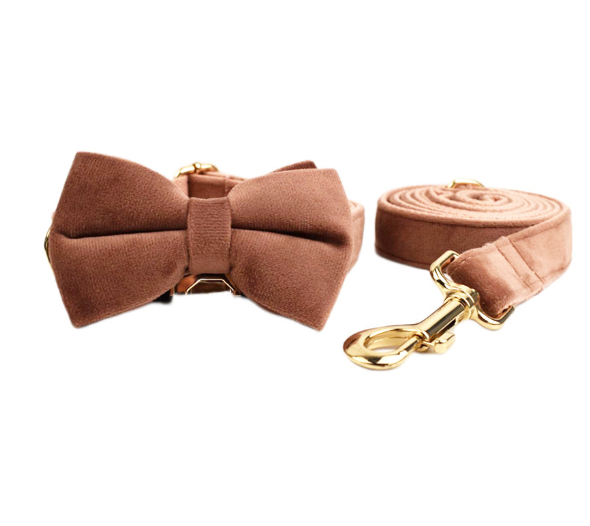 Velvet Pet Collar with Traction Rope