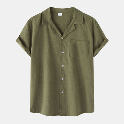 Men's Cotton Linen Short Sleeve Casual Shirt 2022