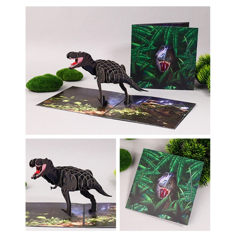 3D Dinosaur Pop-Up Greeting Cards with Envelope