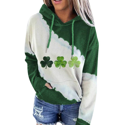 Lucky Grass Print Women's Casual Hoodie Sweatshirt