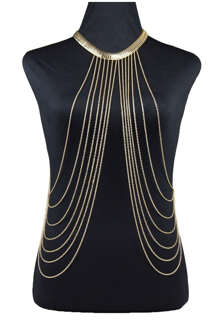 Metallic Serpent Chain Body Chain with Tassels