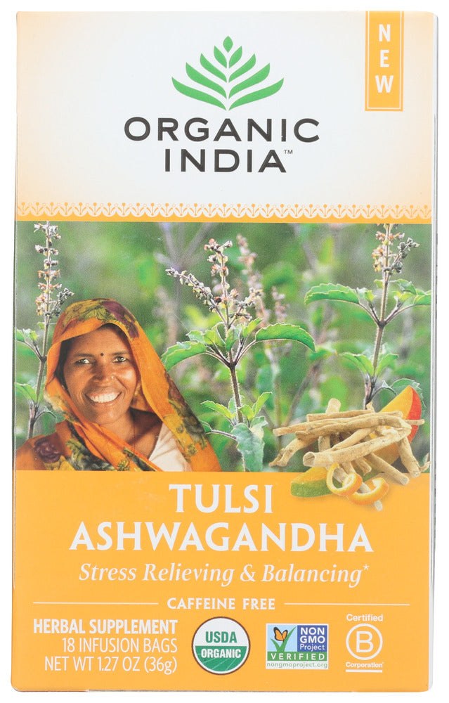ORGANIC INDIA: Tulsi Ashwagandha Tea, 18 bg