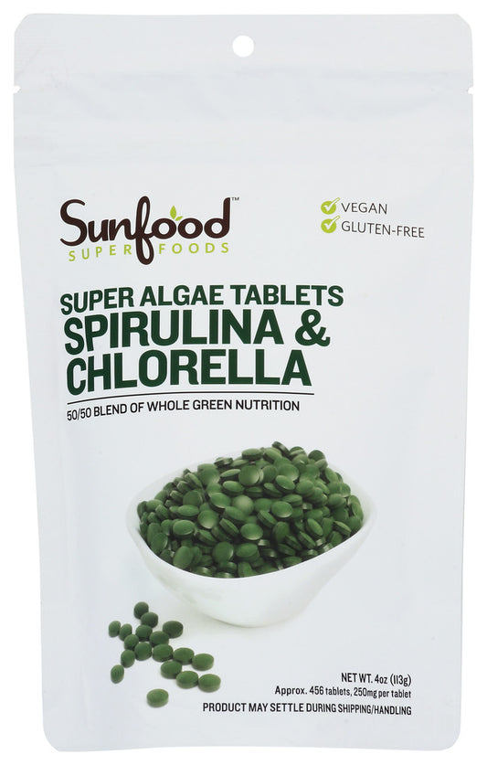 SUNFOOD SUPERFOODS: Spirulina Chlorella Tb, 4 oz