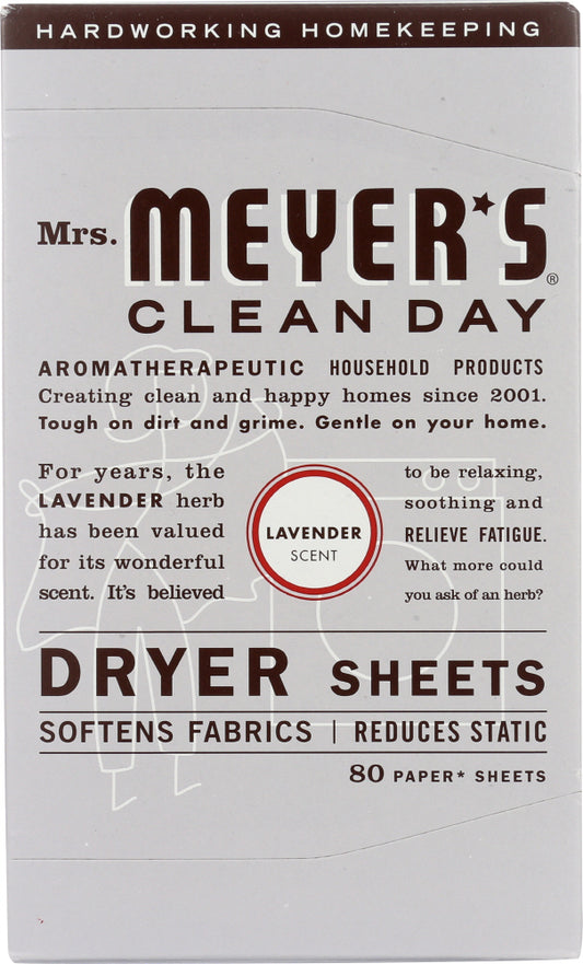 MRS MEYERS CLEAN DAY: Lavender Dryer Sheets, 80 pc