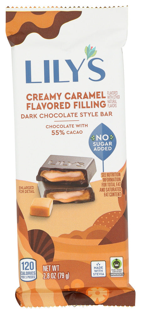 LILYS SWEETS: Creamy Caramel Filled Dark Chocolate Style Bar, 2.8 oz