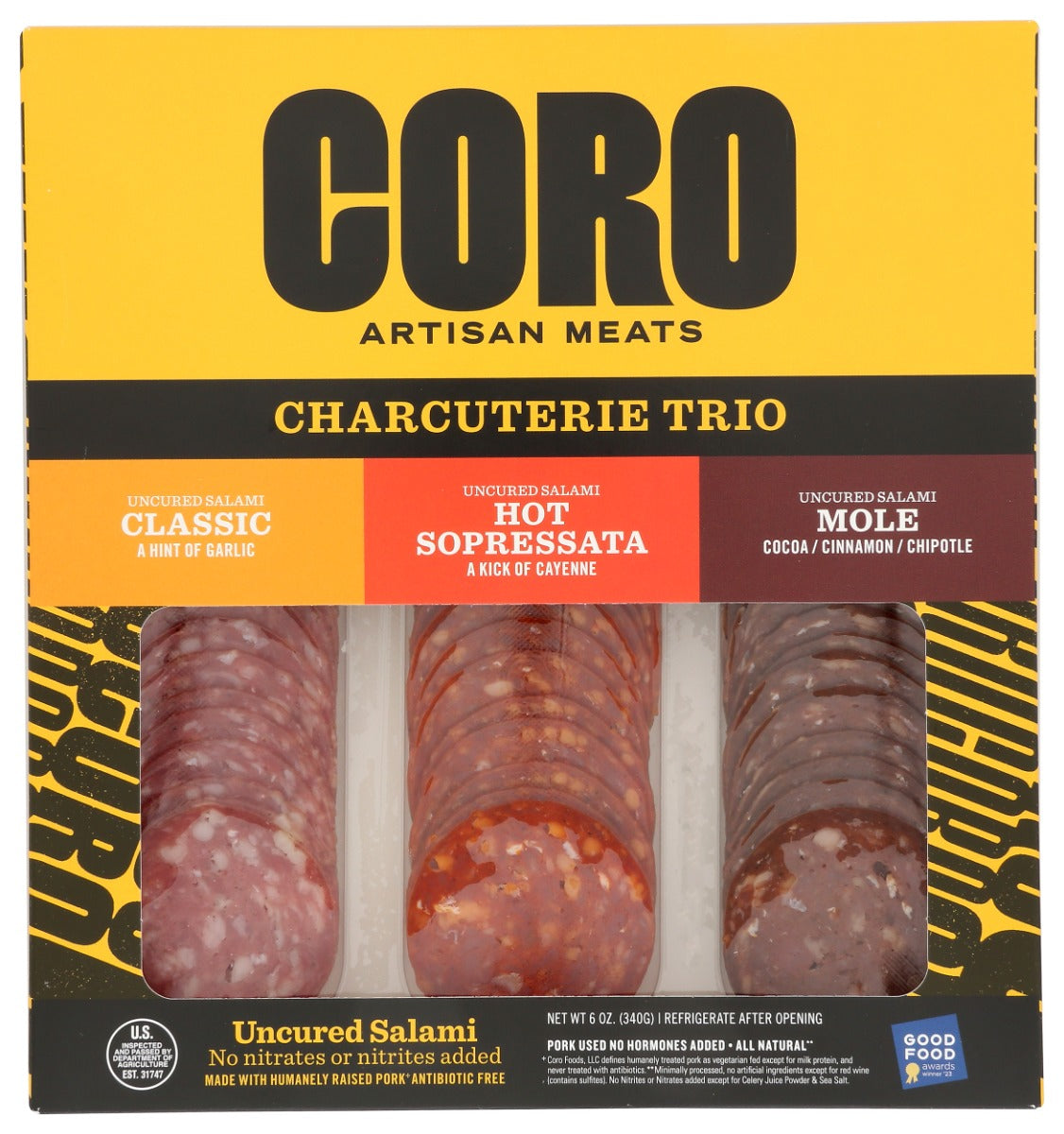 CORO FOODS: Charcuterie Trio Sampler Uncured Salami, 6 oz