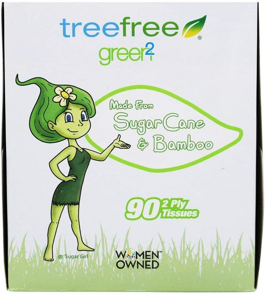 GREEN2: Tree Free Sugar Cane & Bamboo 2 Ply Tissues, 90 pc