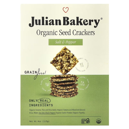JULIAN BAKERY: Organic Seed Crackers Salt and Pepper, 4 oz