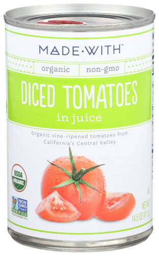 MADE WITH: Tomatoes Diced Org, 14.5 oz