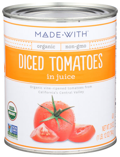 MADE WITH: Tomatoes Diced Org, 28 oz