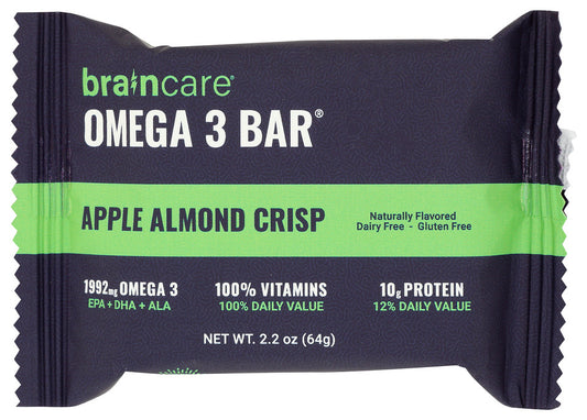 BRAINCARE: Brain Omega 3 Bar Apple Almond Crisp, 2.2 oz