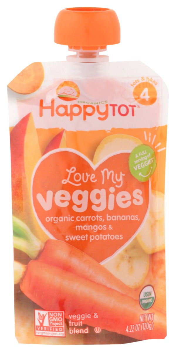 HAPPY TOT: Veggies Carrot Banana Mango Sweet Potato Organic, 4.22 oz