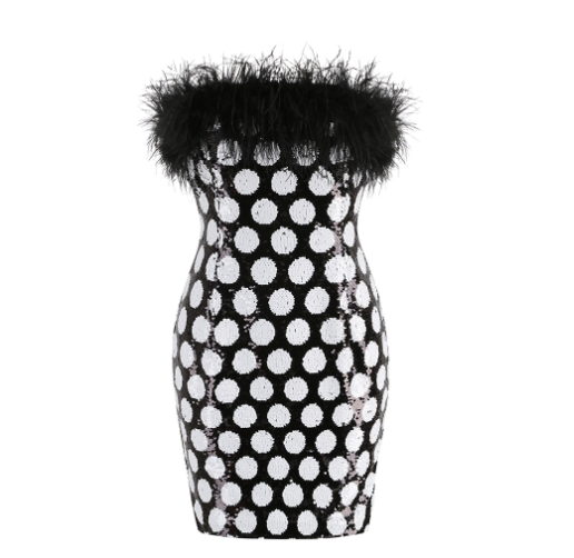 Elegant Off-the-Shoulder Feather Tube Mini Dress