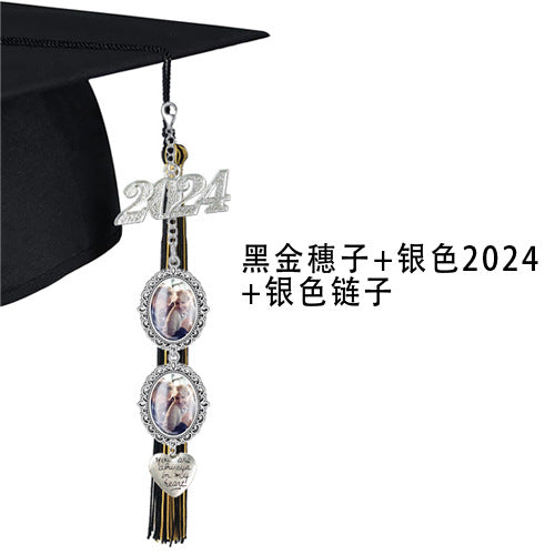 DIY 2024 Graduation Photo Frame with Tassels and Gems