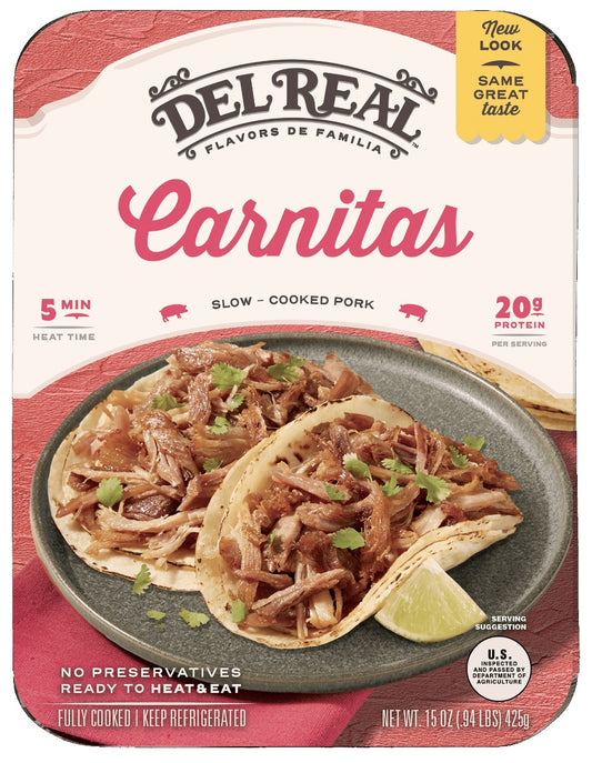 DEL REAL FOODS: Carnitas Slow-Cooked Pork, 15 oz