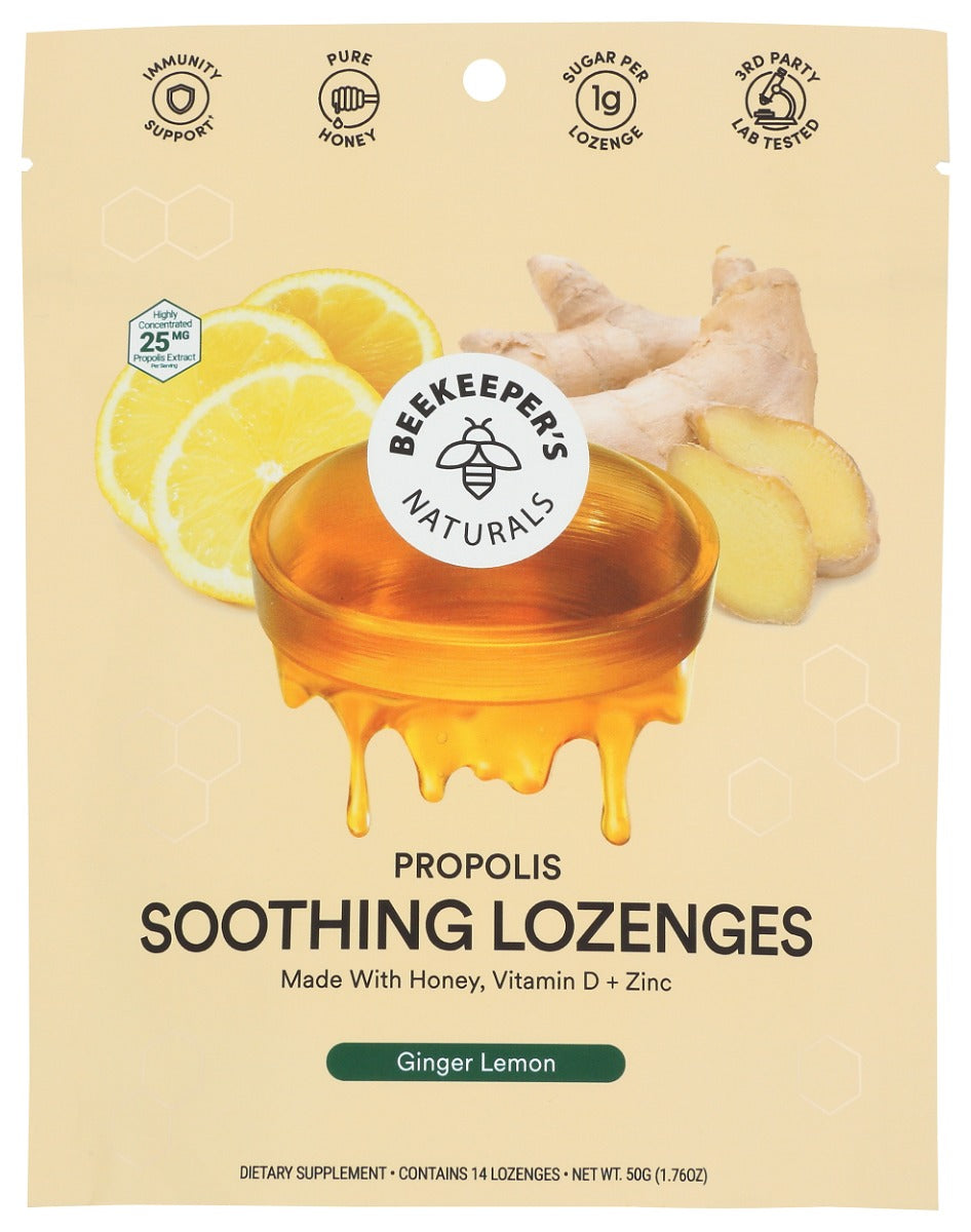 BEEKEEPERS: Ginger Lemon Soothing Lozenges, 50 g