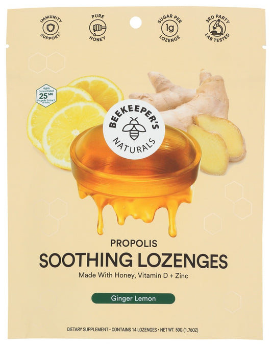 BEEKEEPERS: Ginger Lemon Soothing Lozenges, 50 g
