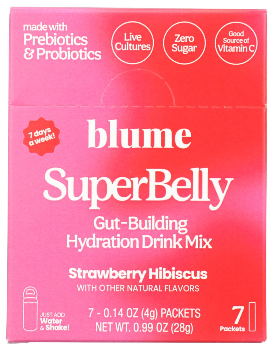 BLUME: Superbelly Strawberry Hibiscus Hydration Powder 7pc, 0.99 oz