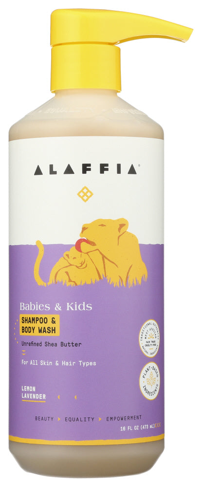 ALAFFIA: Kids Shampoo Body Wash Lemon Lavender, 16 fo