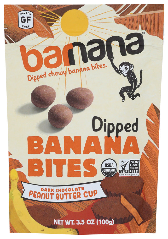 BARNANA: DIpped Banana Bites Dark Chocolate Peanut Butter Cup , 3.5 oz
