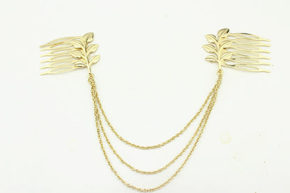 Leaf Chain Hair Comb with Tassels Hair Accessory