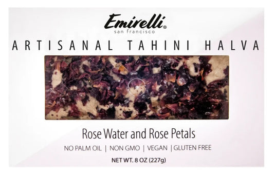 EMIRELLI: Artisanal Tahini Halva Rose Water and Rose Petals, 8 oz