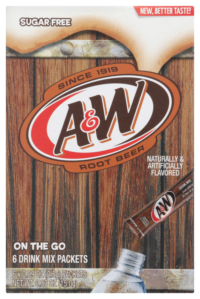 A&W: Root Beer Powder Drink Mix 6 Packets, 0.53 oz