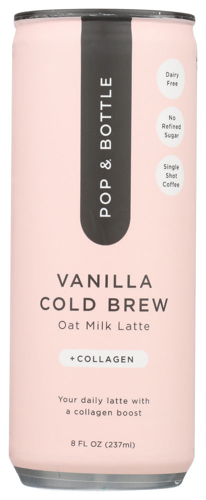 POP AND BOTTLE: Vanilla Cold Brew Oat Milk Latte, 8 oz